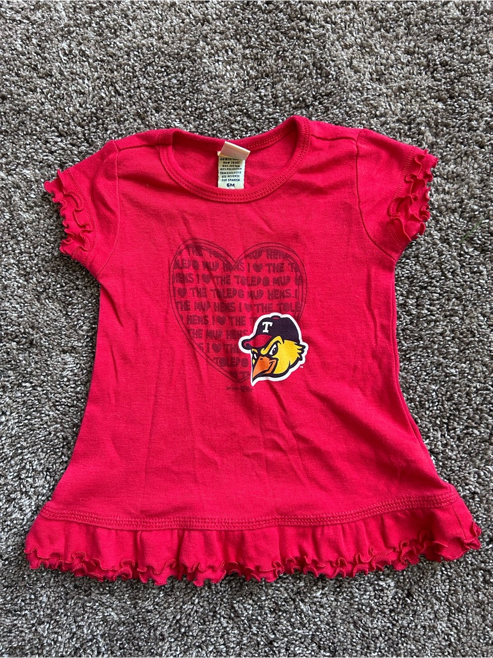 Toledo Mud Hens Ruffle Sleeve & Hem Graphic Tee Size 6mo